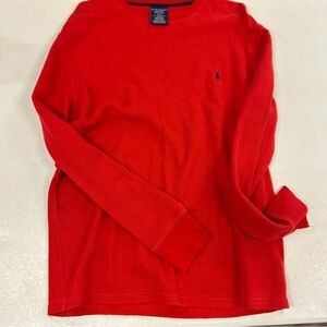 100% Cotton Polo by Ralph Lauren Red Waffle Knit Top - Size M